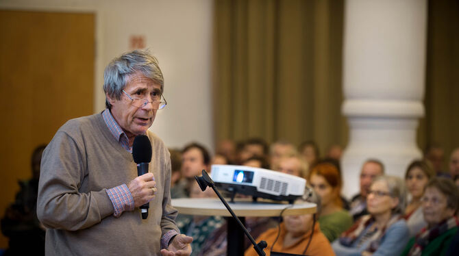 2,5 Stunden Vortrag: Heiner Monheim lobte das geduldige Publikum. FOTO: TRINKHAUS 2,5 Stunden Vortrag: Heiner Monheim lobte das geduldige Publikum. FOTO: TRINKHAUS