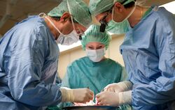 »Back table«-Präparation (Vorbereitung vor einer Implantation in kaltem Wasserbad) eines Darmtransplantates durch Alfred Königsr