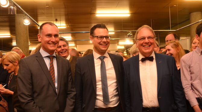 Die drei Kandidaten im Gruppenbild: Schneider, Kalbfell und Keck.