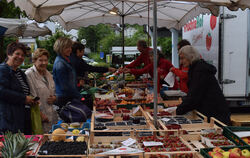 Alle Hände voll zu tun hat das Team vom Früchtehof auf dem Wochenmarkt Pliezhausen.