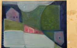 Gabriele Seeger ist mit ihrer Malerei »Mittsommernacht« in der Ausstellung im Batteur-Gebäude in Wannweil vertreten. Fotos: Böhm