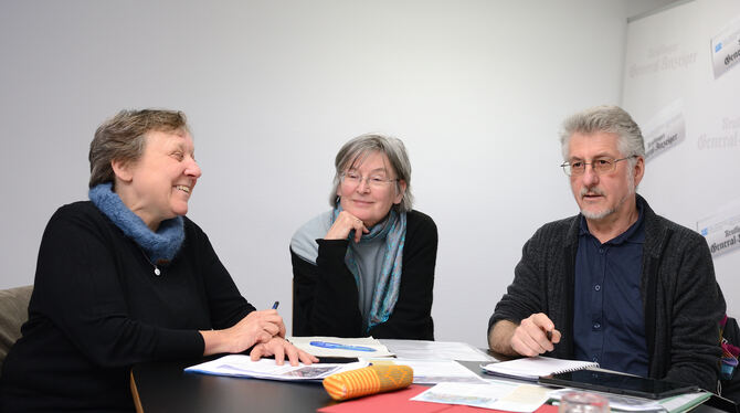 Marion Krieg (links), Barbara Preussler und Thomas Bangemann sind guter Dinge, dass sie ihr Wohnprojekt im Ringelbach realisiere Marion Krieg (links), Barbara Preussler und Thomas Bangemann sind guter Dinge, dass sie ihr Wohnprojekt im Ringelbach realisiere