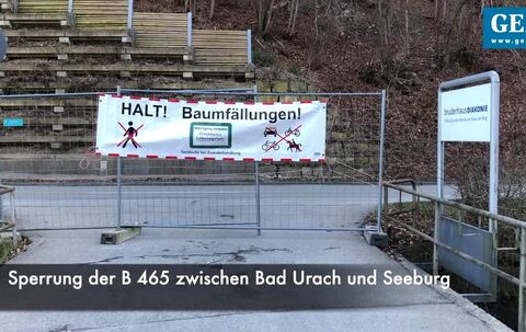 Sperrung der B 465 zwischen Bad Urach und Münsingen