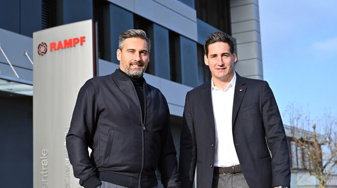 Die Brüder Michael (links) und Matthias Rampf sind die geschäftsführenden Gesellschafter der Rampf-Gruppe. FOTO: PIETH Die Brüder Michael (links) und Matthias Rampf sind die geschäftsführenden Gesellschafter der Rampf-Gruppe. FOTO: PIETH