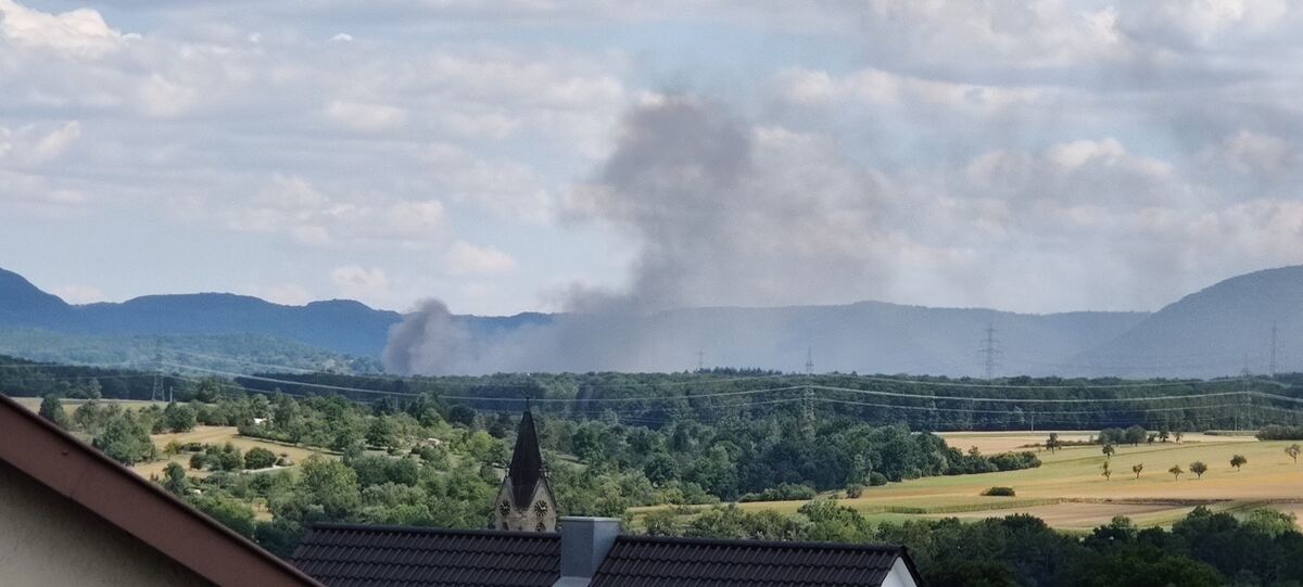 Pliezhausen Sicht auf Vollbrand in Metzingen