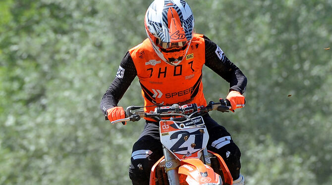 Will seinen Titel im Baden-Württemberg-Pokal 2023 verteidigen: Kevin Keim (24) vom 1. RMC Reutlingen. FOTO: BAUR Will seinen Titel im Baden-Württemberg-Pokal 2023 verteidigen: Kevin Keim (24) vom 1. RMC Reutlingen. FOTO: BAUR