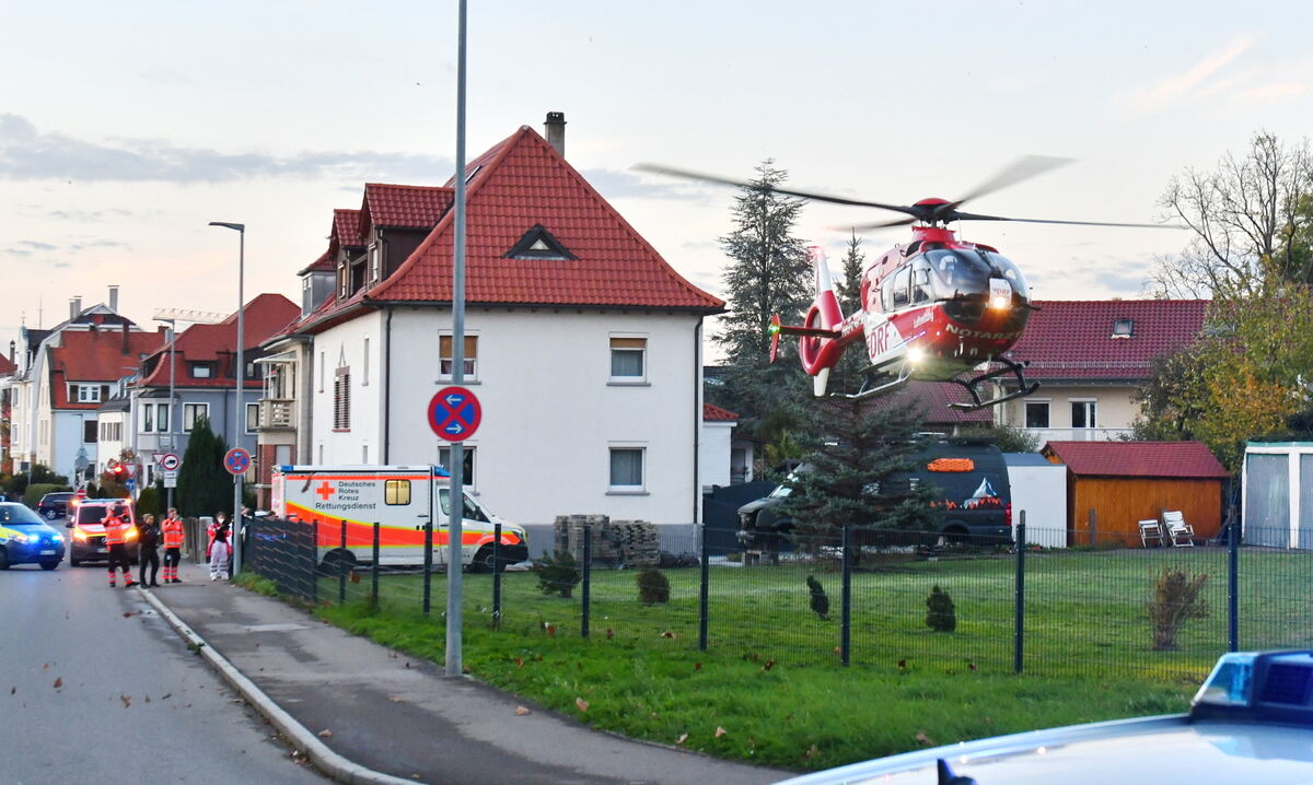 Notfall Rettungshubschrauber landet in Reutlinger Events