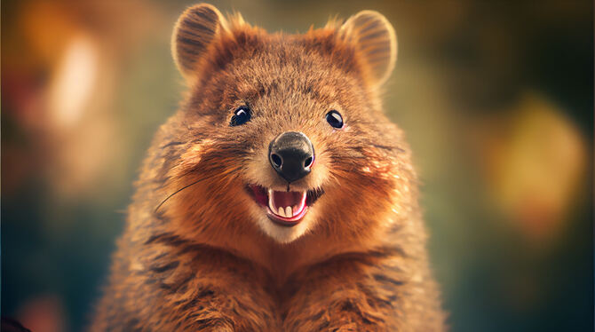 Quokkas gelten deshalb als die fröhlichsten Tiere der Welt, weil ihr Gesicht ständig an ein Lächeln erinnert.