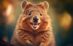 Quokkas gelten deshalb als die fröhlichsten Tiere der Welt, weil ihr Gesicht ständig an ein Lächeln erinnert.