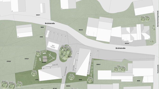 Das Bild zeigt den vom Gemeinderat beschlossenen Bauplan für zwei Flüchtlings- und Obdachlosenunterkünfte in Belsen. Sie  sollen