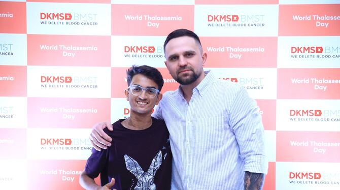 Roman Simnizki (rechts) hat Stammzellen an den  Chirag Chandra  gespendet.  FOTO: PR