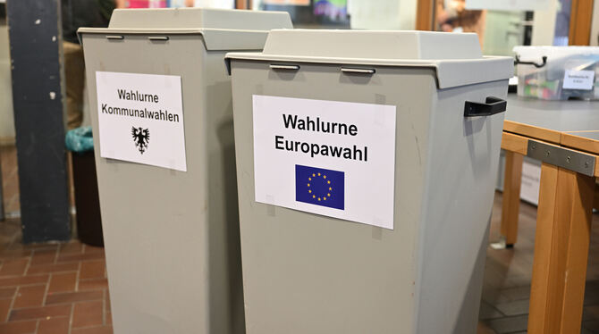 Europawahl 2024 Reutlingen Wahlurne Auch in Reutlingen haben zehntausende Menschen am Sonntag über die neue Zusammensetzung des EU-Parlaments abgestimmt.