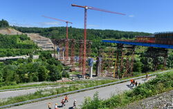 Die Baustelle der Hochbrücke  bei Horb.