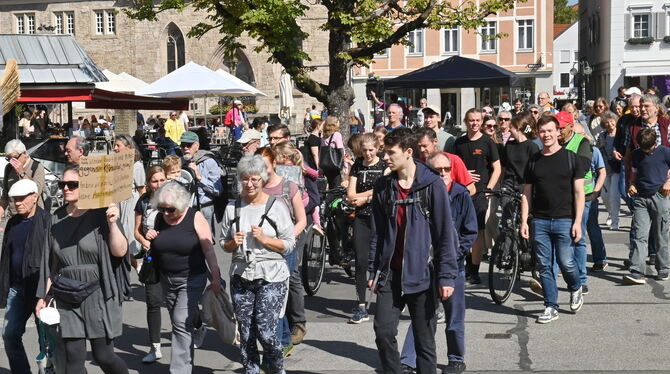 Nur sehr wenige Jugendliche waren im Demo-Zug der Fridays-for-Future-Bewegung in Reutlingen auszumachen.