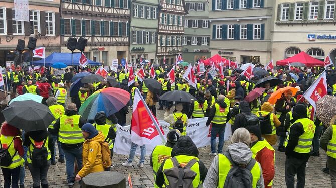 Die Gewerkschaft Verdi hatte die Mitarbeiter des öffentlichen Diensts am Dienstag zum Streik auf dem Tübinger Marktplatz aufgeru