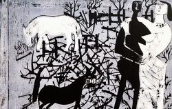 HAP Grieshaber: "Winterlandschaft", Holzschnitt, 1965.