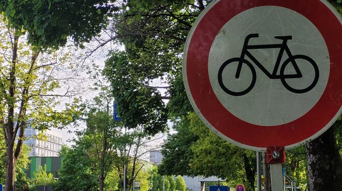 Klare Ansage: Für Radfahrer geht es hier in der Bismarckstraße nicht weiter. Autofahrern hingegen wird offenbar zugetraut, die A