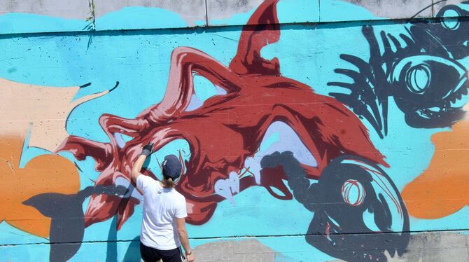 Szene des Graffiti-Festivals im vergangenen Jahr.  FOTO: SPIESS
