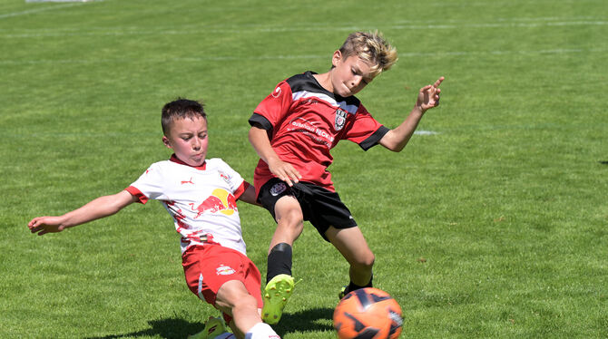 Eine Szene aus dem Spiel des SSV Reutlingen gegen den FC Red Bull Salzburg.