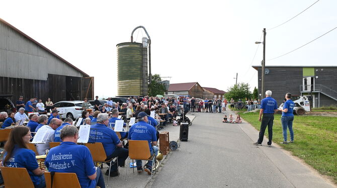 Spatenstich Musikerheim Mittelstadt Freudentöne beim Spatenstich für ein Musikerheim in Mittelstadt. Gebaut wird rechts auf der grünen Wiese.