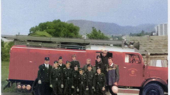 Feuerwehr, Jugendfeuerwehr, Eningen, Gründung, Jubiläum Die ersten Mitglieder der Eninger Jugendfeuerwehr im Jahre 1975.