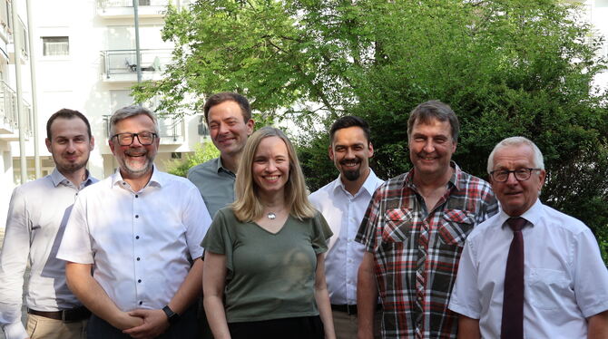 Mitgleiderversammlung Baugenossenschaft Pfullingen Die Verantwortlichen der Baugenossenschaft Pfullingen haben gut lachen: Manuel Baier (von links), Martin Grado, Bernd Schwab, Ka