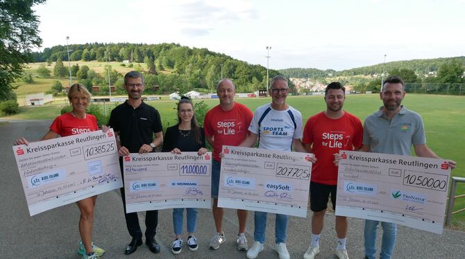 Steps for Life Würtingen Sie sorgten mit ihrer Unterstützung für Rekorde bei »Steps for Life« in diesem Jahr: (von links) Susanne Nau (SV Würtingen), Dar