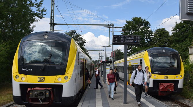 Ammertalbahn, Tübingen, Westbahnhof Kleine Ärgernisse bleiben: Weil die Züge der Ammertalbahn in Herrenberg auf - häufig verspätete - S-Bahnen warten, muss der Gege