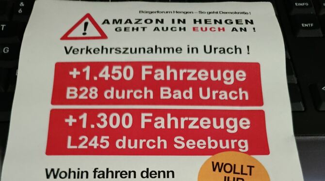 Flugblatt Flyer Amazon Hengen Bad Urach Bürgerforum Hengen Dieses Flugblatt des Bürgerforums Hengen hat eine Bürgerin in Bad Urach im Briefkasten gefunden.