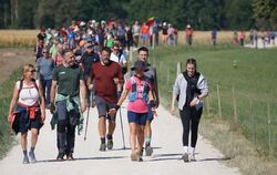 Gut gelaunt und bei optimalem Wetter machten sich 104 Wanderer auf die 24-Stunden-Tour.  FOTOS: LENK