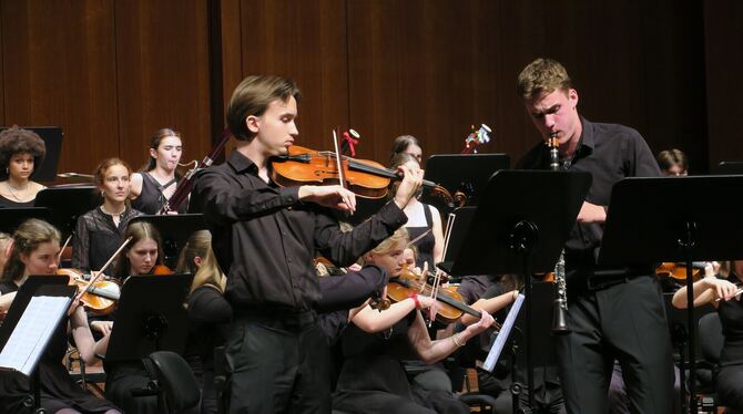 marin quiel bratsche patrick bauer klarinette nwo sommerkonzert stadthalle foto akr Marin Quiel und Patrick Bauer als Solisten an Bratsche und Klarinette im Sommerkonzert des NWO.