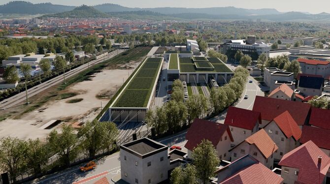 Simulation des Stadtbahn-Betriebshof auf dem Gelände des ehemaligen Güterbahnhofs: Für ZELT ist nach Stadtaussage dann kein Plat