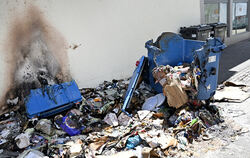 Unter anderem dieser Müllcontainer in der Reutlinger Schreinerstraße wurde angezündet. Die Hauswand wurde in Mitleidenschaft gez