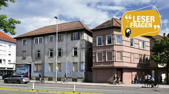 Seit vielen Jahren tut sich nichts bei diesen alten Häusern direkt am ZOB in Reutlingen. Zuletzt wurden eingeworfene Fenstersche