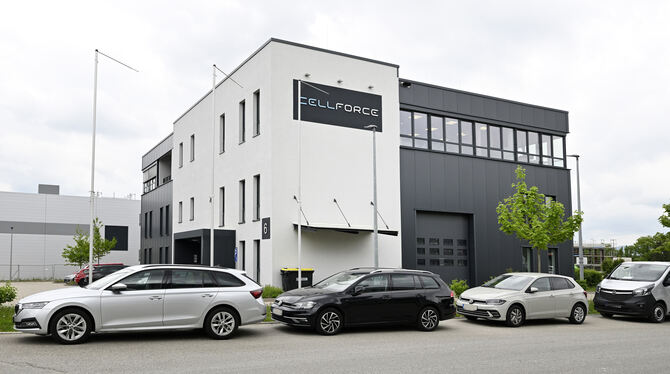 Gebäude der Cellforce Group im Industriegebiet Reutlingen-Nord/Kirchentellinsfurt (Mahden).