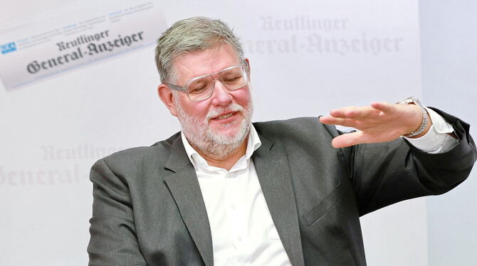 2025-07-31 Landrat Ulrich Fiedler,GEA-Redaktionsbesuch,Interview Landrat Ulrich Fiedler im GEA-Interview: "Super gelaufen ist es im ersten Halbjahr bezüglich des Themas regenerative Energiegewi