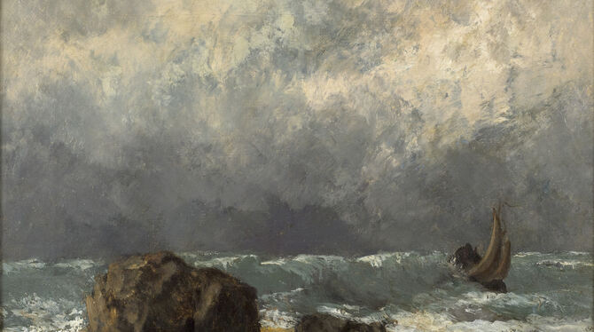 Peindre en Normandie,PN 997.4.1 gustave courbet seestück augustinermuseum freiburg foto patrick merret Wind und Wasser in Aufruhr: »Seestück« von Gustave Courbet.