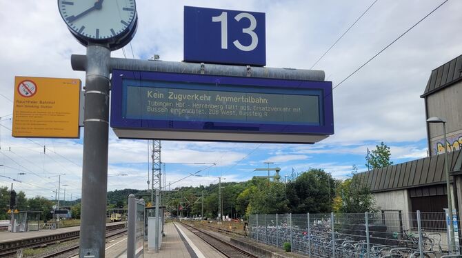 Ein Schild, das Bahnreisende Richtung Herrenberg mittlerweile zu Genüge kennen.