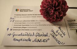 Eine Besucherin hat ihrer Begeisterung auf dem "Anmeldeformular" für ehrenamtliche Gartenschau-Mitarbeiter deutlich Ausdruck ver