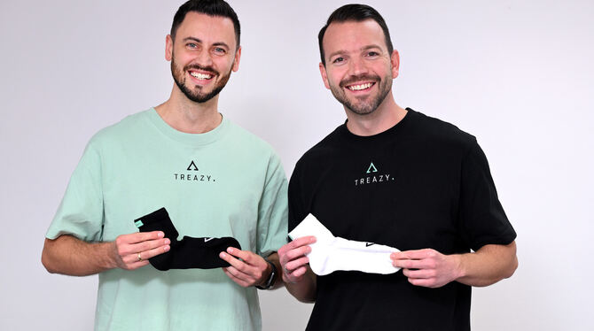 Treazy, Start-up, Socken, Gründer Denis Petitjean (links) und David Nau sind von den Socken.