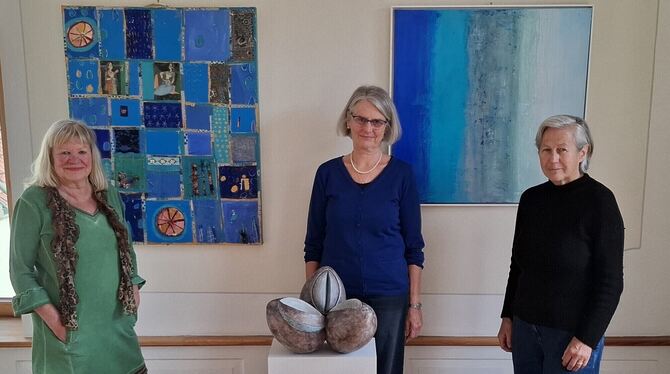 Kunst Ausstellung Rosana Lindenmaier Susanne Wendt-Auda Monika Fesseler Kunsthaus Alte Schule Sonnenbühl Undingen Starke Farben und Formen: Rosana Lindenmaier, Monika Fesseler und Susanne Wendt-Auda stellen unter dem Titel "Gemeinsam heilsam
