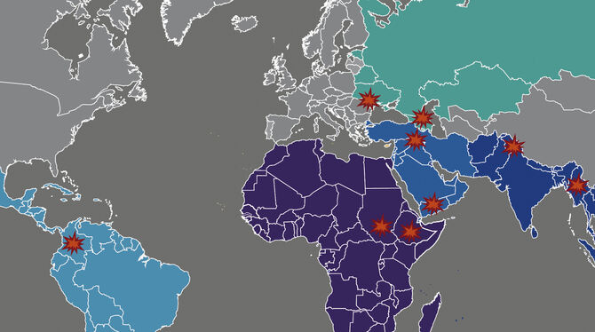 Optik-Konflikte Manche Weltregionen sind anfälliger für bewaffnete Konflikte. Besonders betroffen ist Afrika.