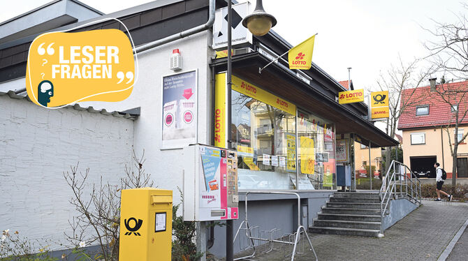 Leserfrage, Postagentur, Rommelsbach Noch bis Ende November gibt's im Reutlinger Stadtteil Rommelsbach das Schreibwarengeschäft »Zum Schreibeck« mit der Postagentur.