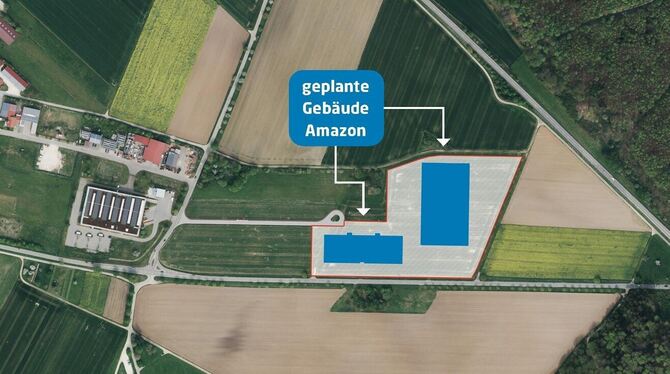 Gewerbegebiet So hätte das Amazon-Verteilzentrum ausgesehen. Jetzt wird hier aber erst mal gar nichts passieren, weil die Stadt kein Geld für