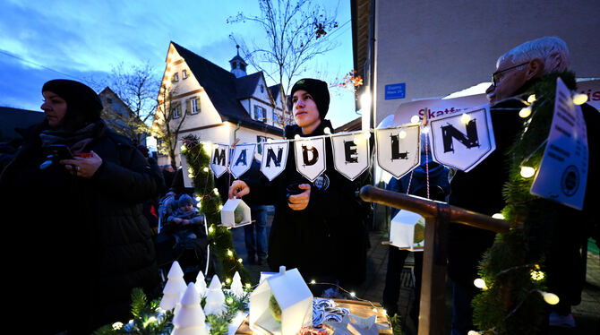 Weinachtsmarkt Mittelstadt. Lichter und Leckeres: Weihnachtsmarkt in Mittelstadt.