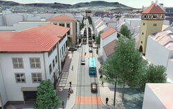 Shared Space: Wenn die Stadtbahn auf der Gartenstraße fahren sollte, wird sie sich dort den Straßenraum mit Bussen und einzelnen